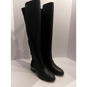 NIB Sexy Ludlowe Black Leather Suede Over The Knee Boots Women's Size 5